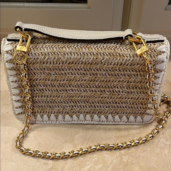 Tory Burch Woven Crossbody Bag in Tan and White - Picture 10 of 13